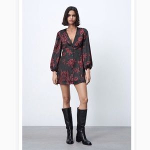 Black and red silk Zara dress.